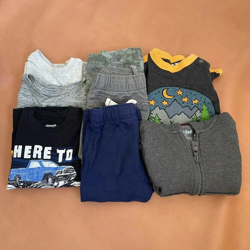 Baby boy bundle Oshkosh, cat & jack, carters and lazy one pajama